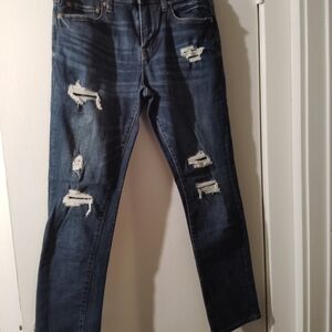 Aeropostale Women's Distressed Dark Blue Skinny Jeans